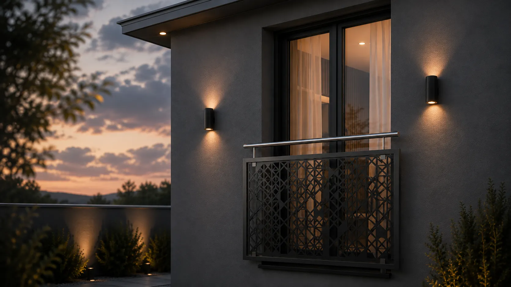 Francuski balkon sa dekorativnim inox panelom na prozoru
