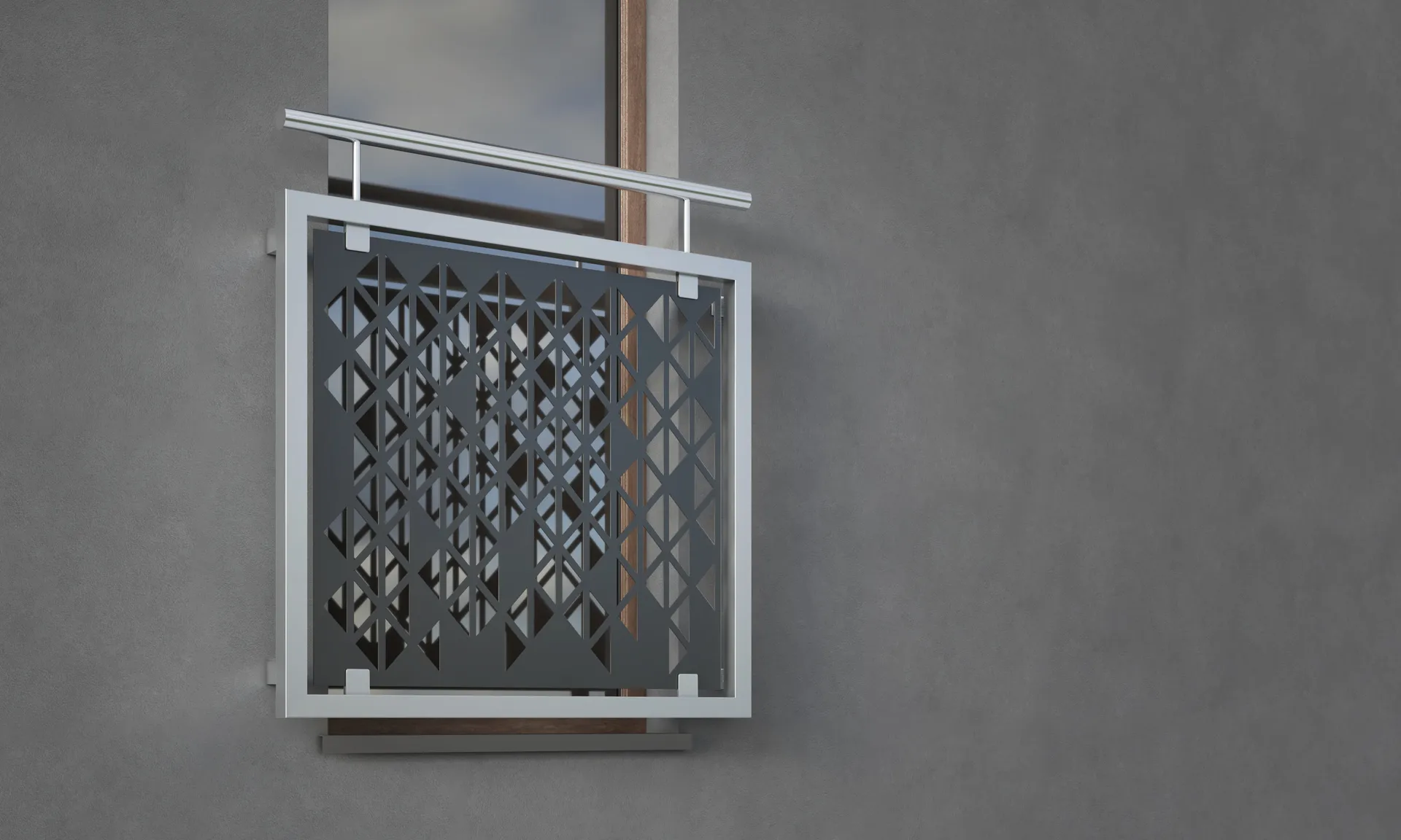 Inox francuski balkon FB-1 sa dekorativnim panelom